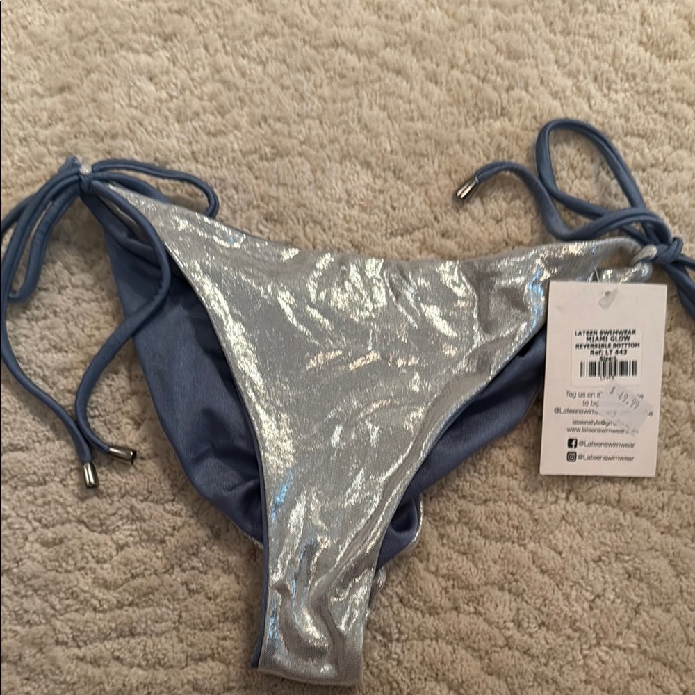 Silver and Blue Women's Bikini Bottom